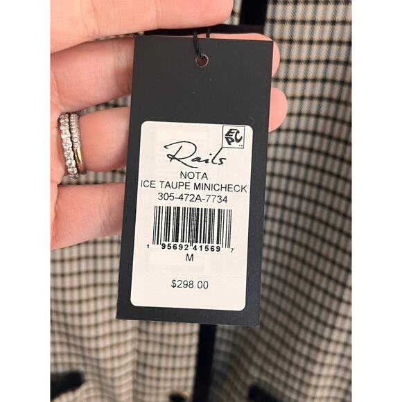 Rails Nota Full Zip Boxy Cropped Jacket Ice Taupe Mini Check Women's Size M NWT - Picture 11 of 14